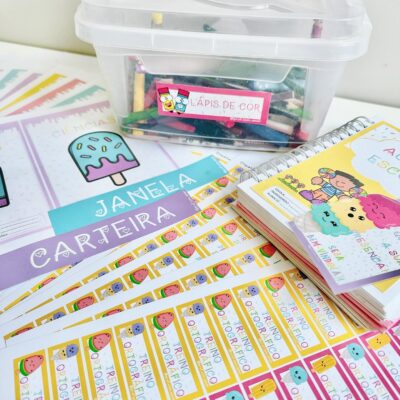Kit Organização de Caderno, Agenda e Sala Doce Aventura 2025