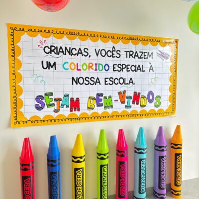Painel em Banner Volta às Aulas Tema Viajando Pelo Mundo da Escola