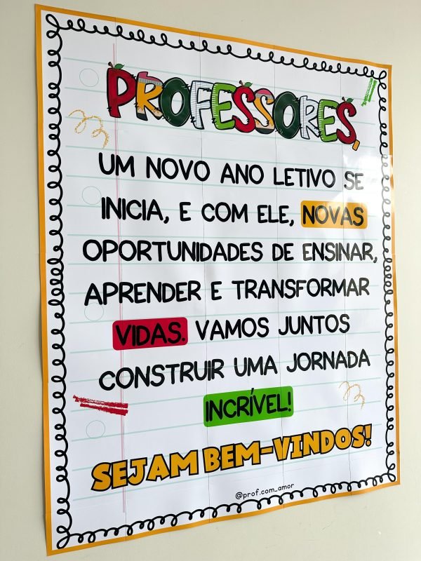 Painel Boas-Vindas Professores Tema Escolar