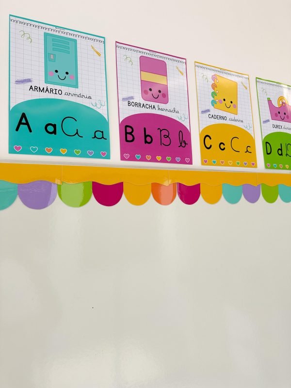 Alfabeto Caixa Alta e Cursiva Maiúscula e Minúscula Tema Escolar - Image 3