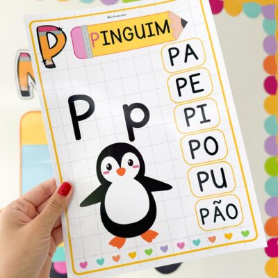 Silabário Caixa Alta Simples e Complexo Tema Escolar