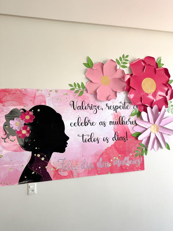 Painel em Banner Dia das Mulheres Tema Flores