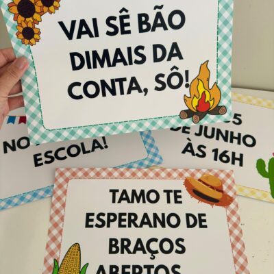 Plaquinhas Editáveis Para Vídeo - Festa Junina