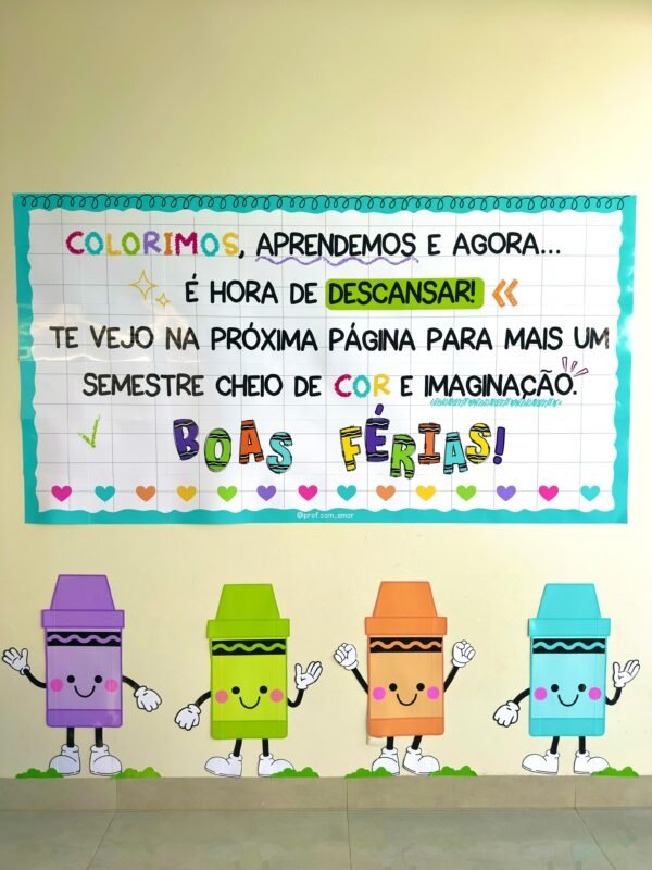 Painel em Banner Férias Tema Escolar