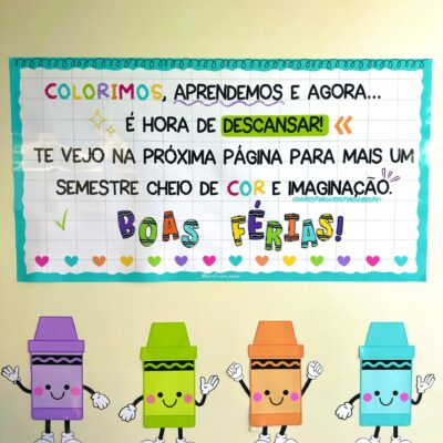 Painel em Banner Férias Tema Escolar