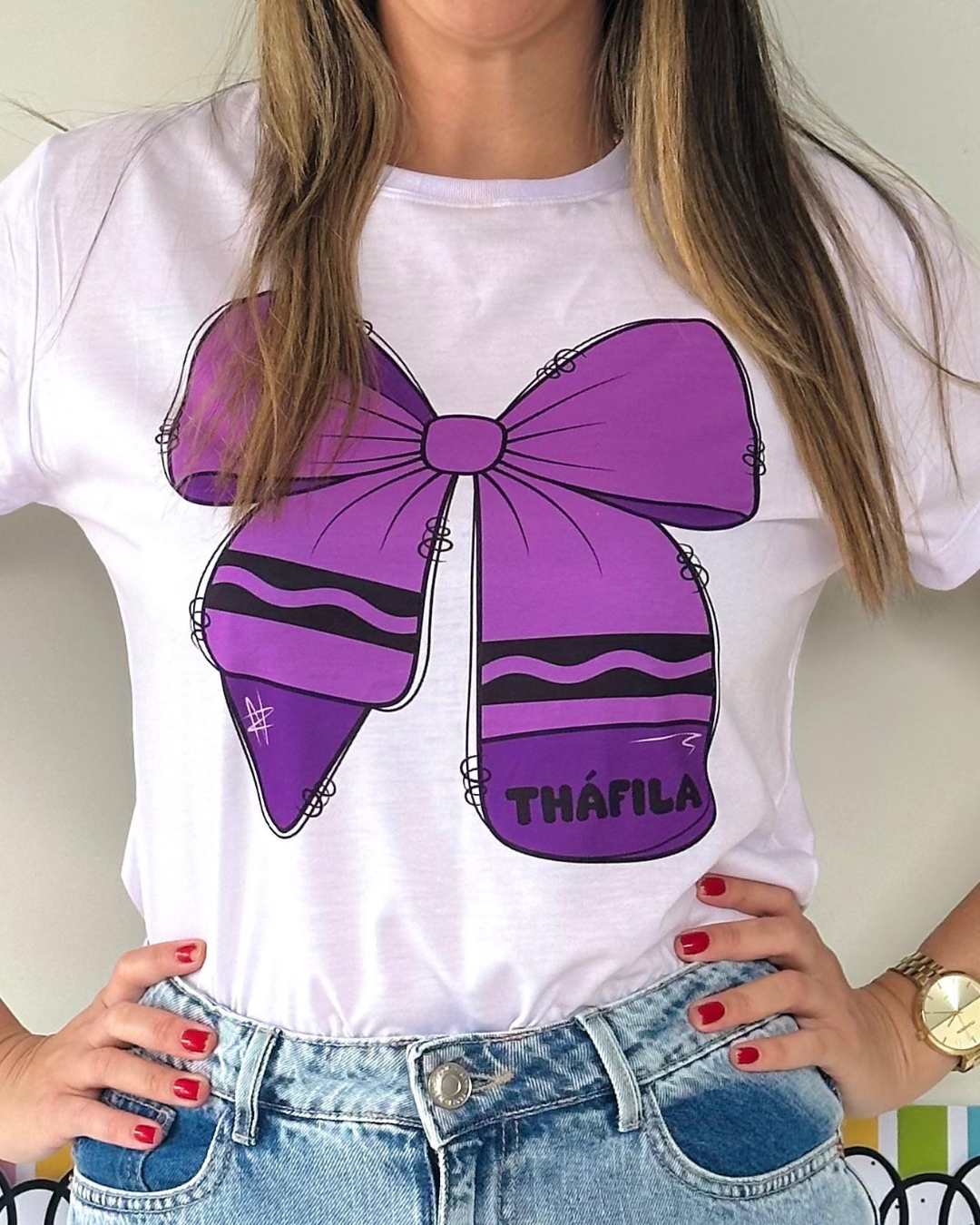 Estampa Para Blusa Laço Giz de Cera