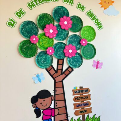 Painel Árvore Pratinho de Papelão Dia Da Árvore