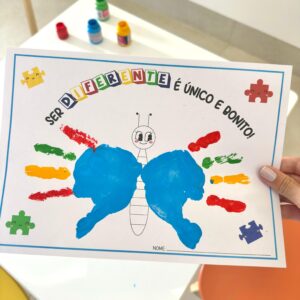 Atividade Carimbo das Mãos  Ser Diferente é Único e Bonito - Conscientização do Autismo