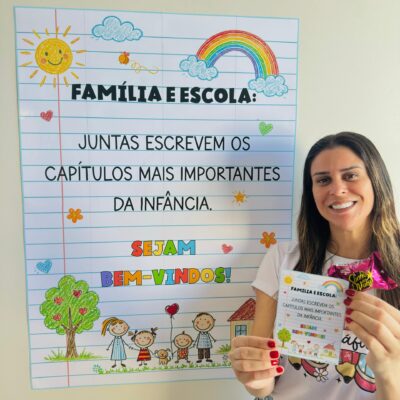Painel Banner Recepção Família e Escola + Cartão