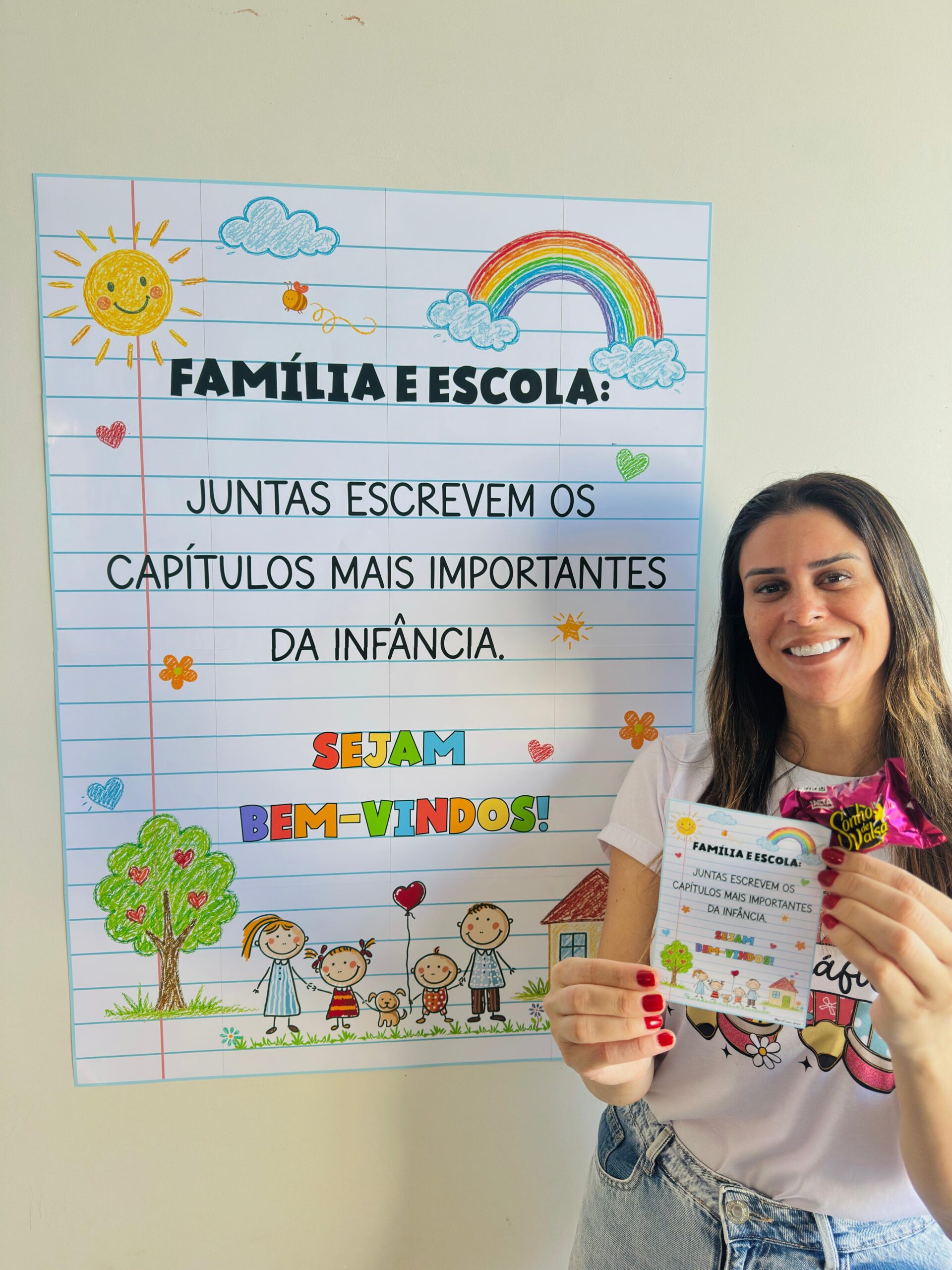 Painel Banner Recepção Família e Escola + Cartão